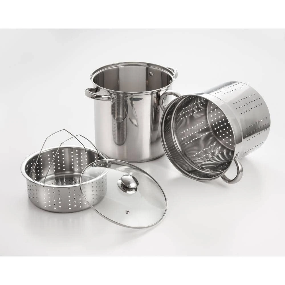 4-Piece 8 Qt. Professional 18/10 Stainless Steel Multi-Cooker with Lid by ExcelSteel