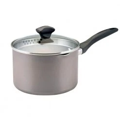 Dishwasher Safe 3 qt. Aluminum Nonstick Sauce Pan in Champagne with Glass Lid by Farberware