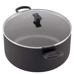 Dishwasher Safe 10.5 qt. Aluminum Nonstick Stock Pot in Black with Glass Lid by Farberware