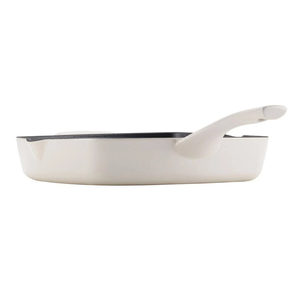 Home Collection 12 in. Cast Iron Grill Pan in French Vanilla with Pour Spout by Ayesha Curry - Image 3