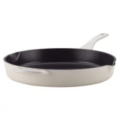 Home Collection 10 in. Cast Iron Skillet in French Vanilla with Pour Spout by Ayesha Curry