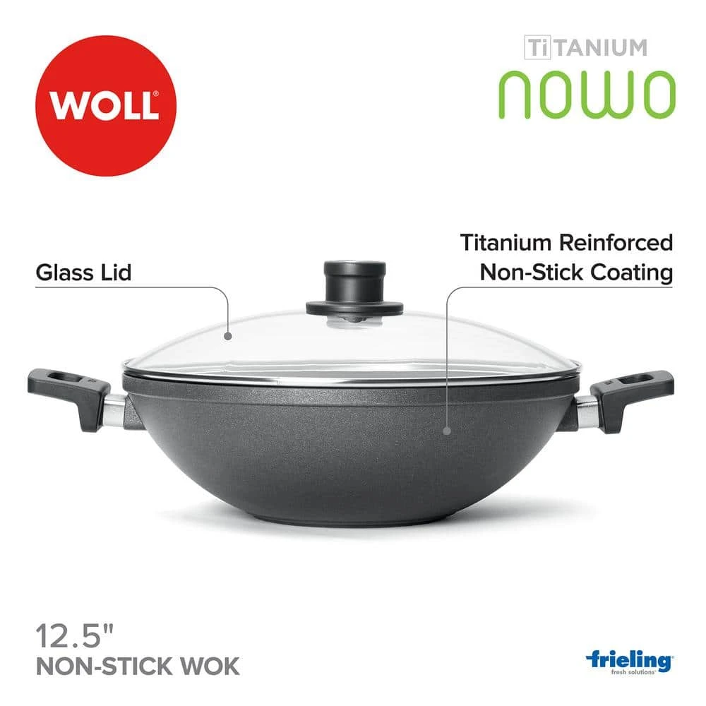 Woll Nowo 12.5 in. Wok with 2-Side Handles and Lid by Frieling - Image 2