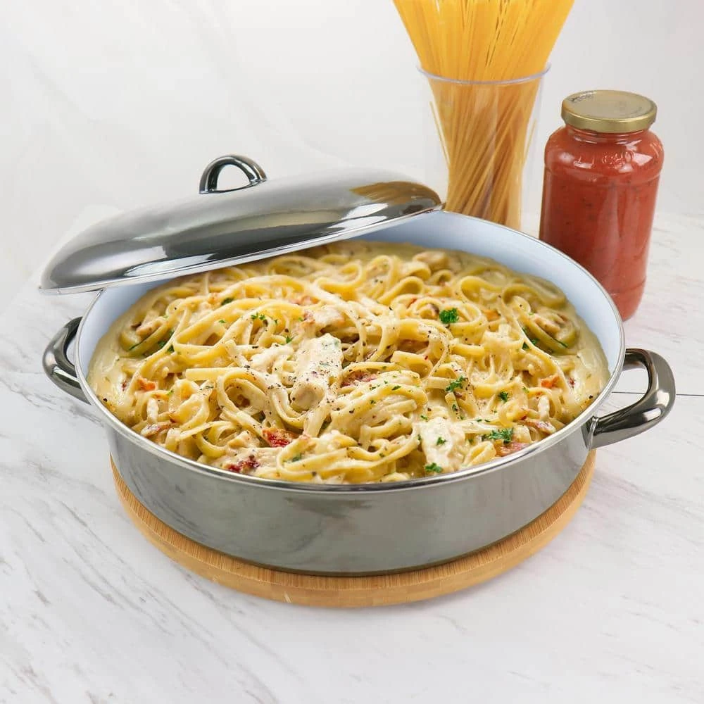 5 qt. Gray Enamel on Steel Braiser Pan with Lid by GIBSON HOME - Image 2