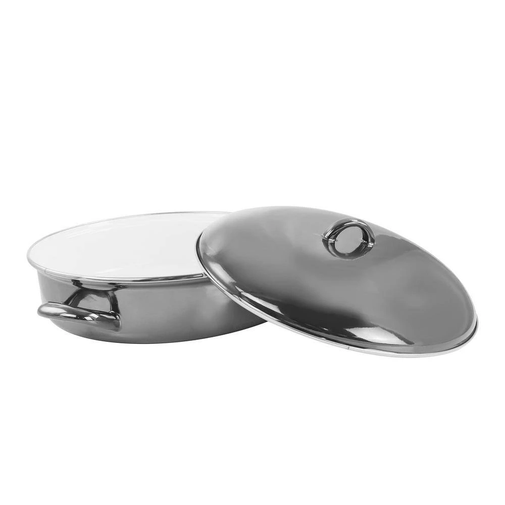 5 qt. Gray Enamel on Steel Braiser Pan with Lid by GIBSON HOME - Image 3