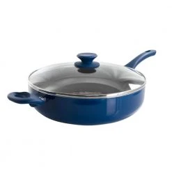 Charmont 5 qt. Nonstick Aluminum Saute Pan with Lid in Yale Blue by GIBSON HOME
