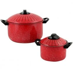 Casselman 4-Piece Steel Nonstick Pasta Pot Set in Red Speckle by Gibson Home