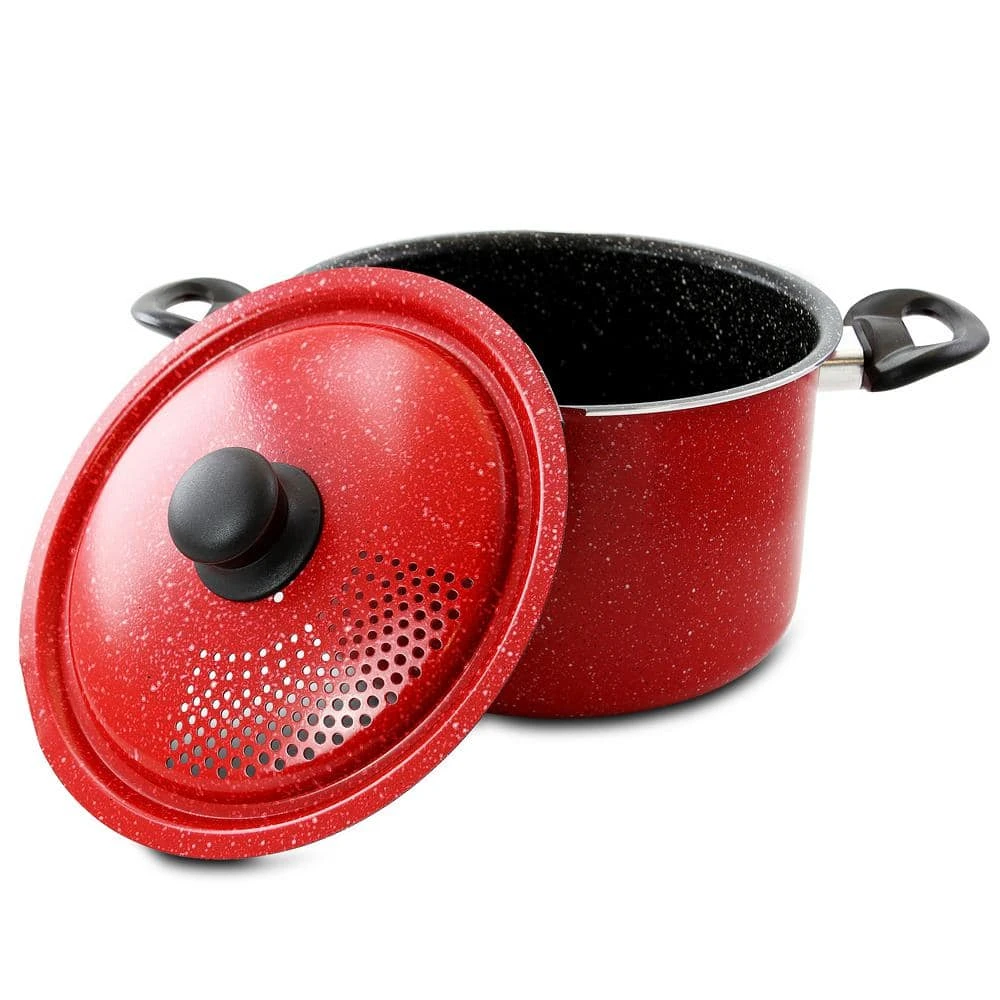 Granita 6 qt. Aluminum Pasta Pot in Red Speckle with Lid by GIBSON HOME - Image 5