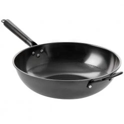 Debossed 13 in. Black Heavy Gauge Carbon Steel Wok by GIBSON HOME