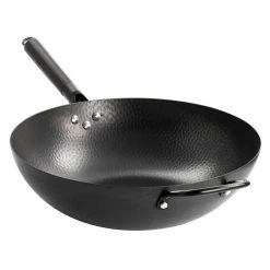 Hammered 13 in. Black Heavy Gauge Carbon Steel Wok by GIBSON HOME