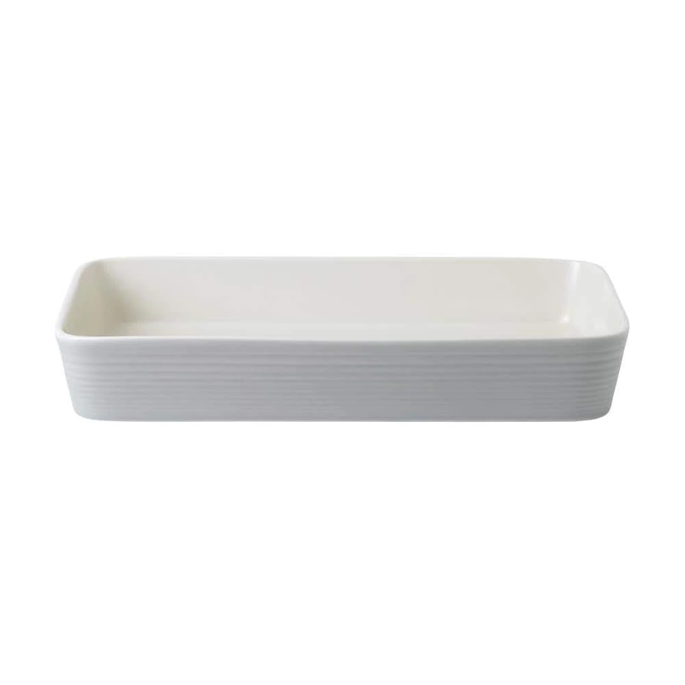 Gordon Ramsay Maze 2.5 qt. Light Grey Stoneware Rectangular Roasting Pan by Royal Doulton Exclusively for Gordon Ramsay