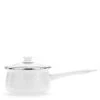 Enamelware 1.25 qt. Porcelain-Coated Steel Sauce Pan in Solid White with Glass Lid by Golden Rabbit