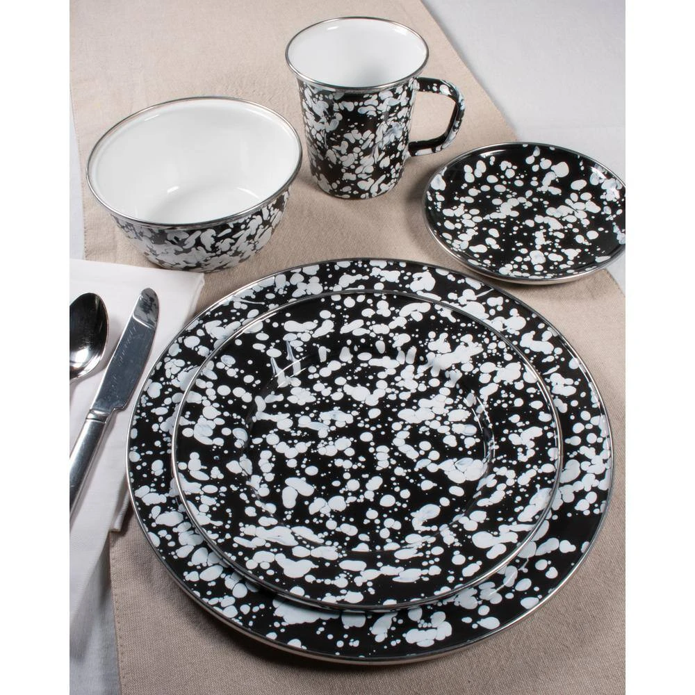 Black Swirl 3 qt. Enamelware Saute Pan with Glass Lid by Golden Rabbit - Image 3