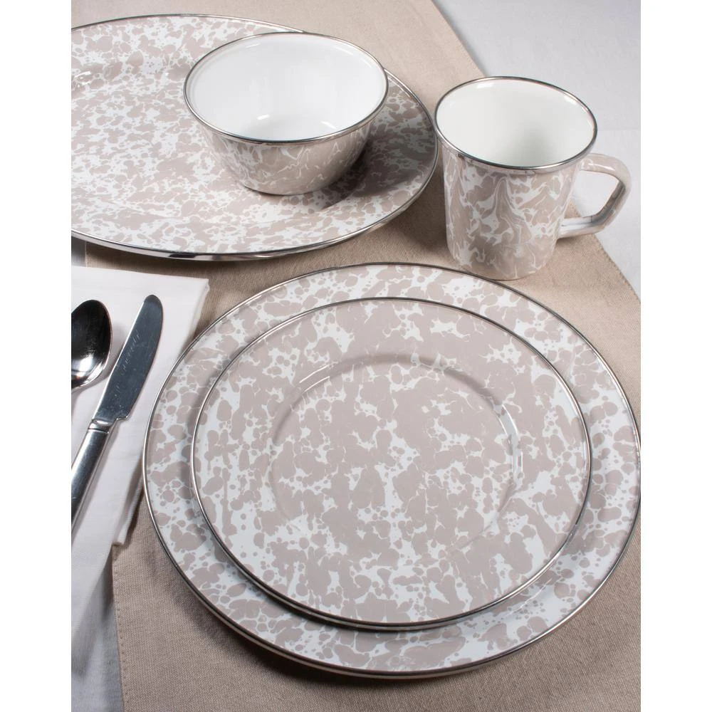 Taupe Swirl 6 qt. Enamelware Stock Pot with Glass Lid by Golden Rabbit - Image 3