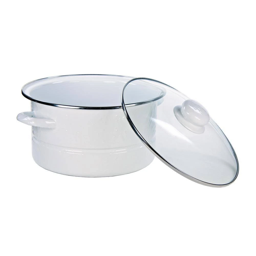 Taupe Swirl 6 qt. Enamelware Stock Pot with Glass Lid by Golden Rabbit - Image 2