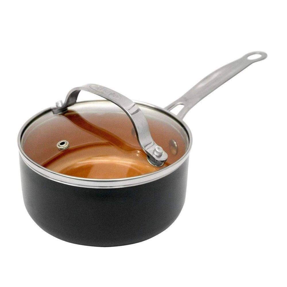 3 qt. Aluminum Ti-Ceramic Nonstick Sauce Pan with Glass Lid by Gotham Steel - Image 2
