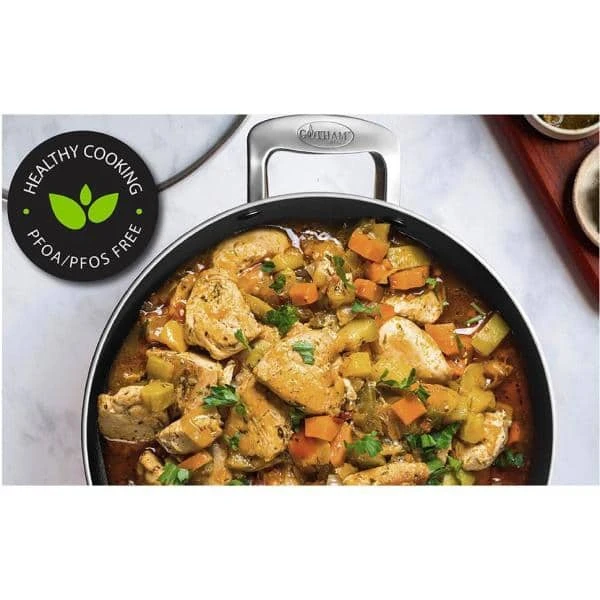 5 Qt. Aluminum Cast Textured Coating Non-Stick Stock Pot with Glass Lid by Gotham Steel - Image 2