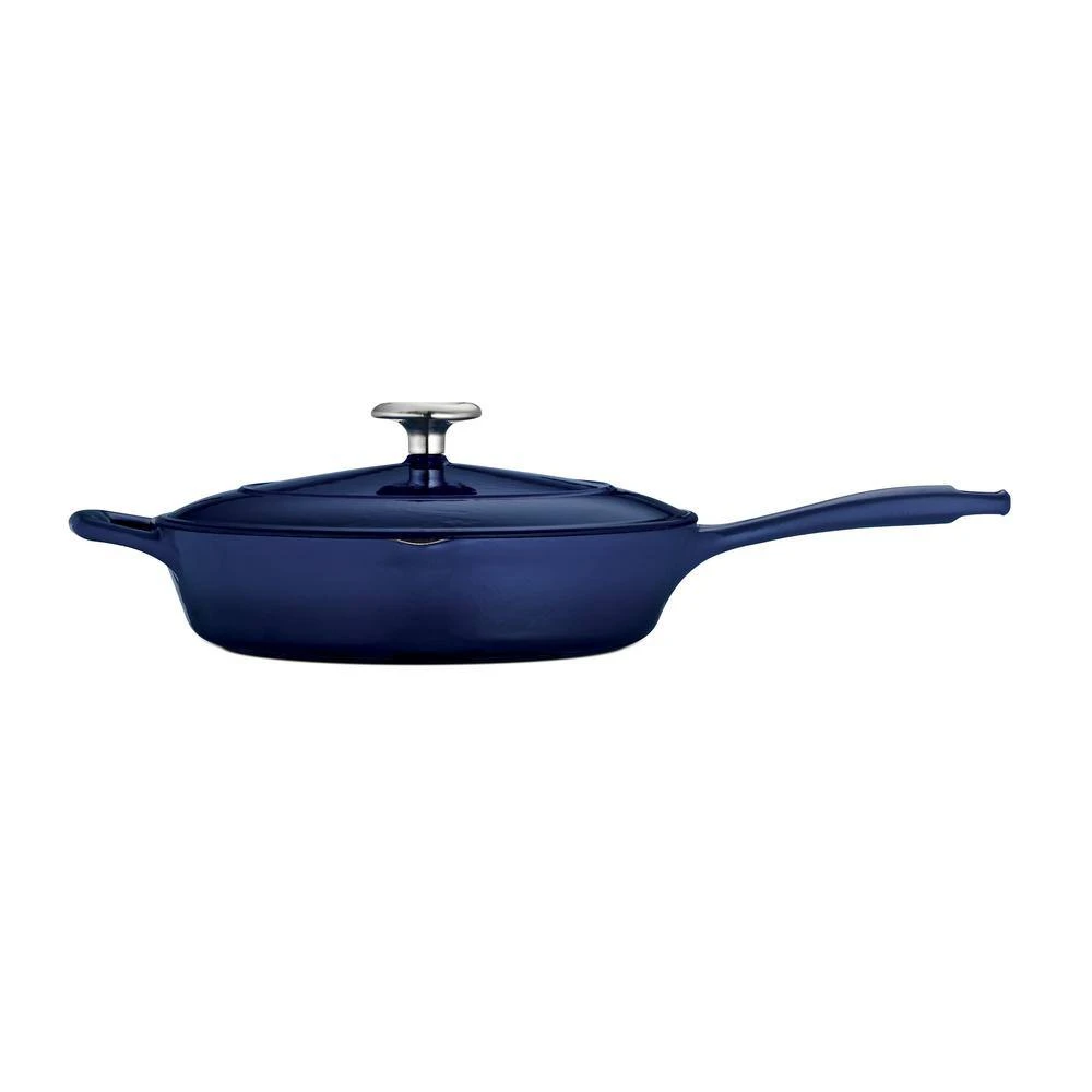 Gourmet 10 in. Enameled Cast Iron Skillet in Gradated Cobalt with Lid by Tramontina - Image 3
