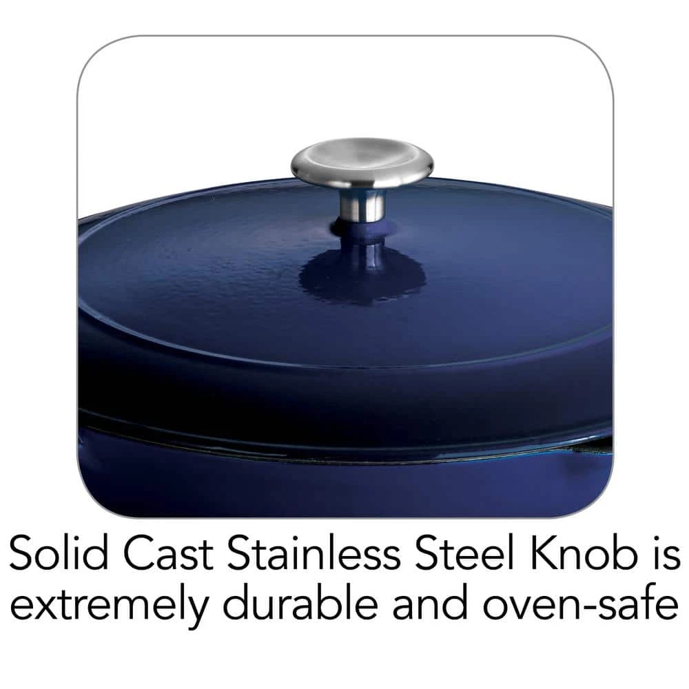 Gourmet 12 in. Enameled Cast Iron Skillet in Gradated Cobalt with Lid by Tramontina - Image 7