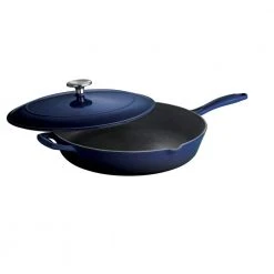 Gourmet 12 in. Enameled Cast Iron Skillet in Gradated Cobalt with Lid by Tramontina