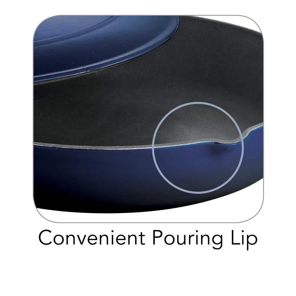 Gourmet 12 in. Enameled Cast Iron Skillet in Gradated Cobalt with Lid by Tramontina - Image 8