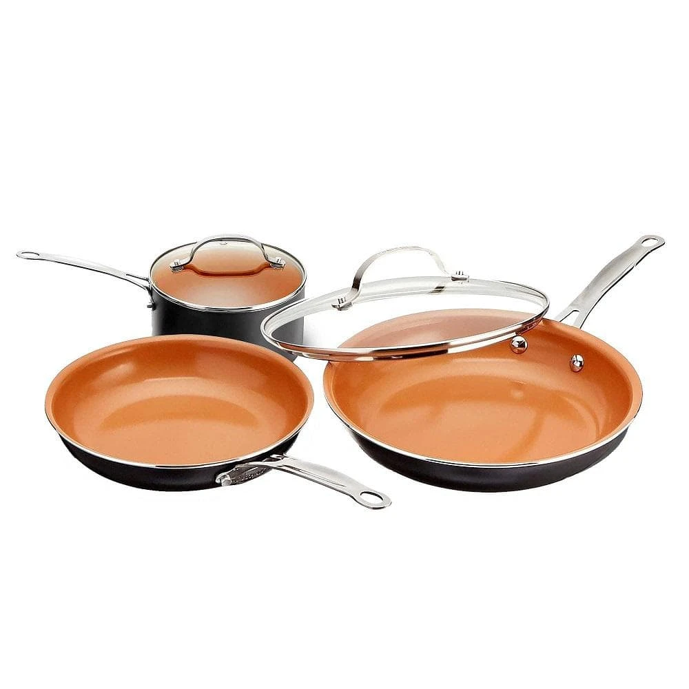 5-Piece Aluminum Ti-Ceramic Nonstick Round Cookware Set with Lids in Graphite by Gotham Steel