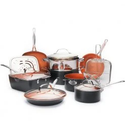 15-Piece Aluminum Ti-Ceramic Nonstick Cookware Set with Square Pans and Lids by Gotham Steel