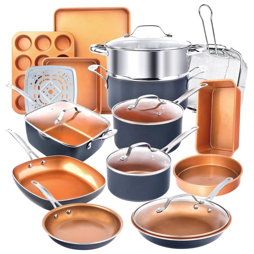 20-Piece Aluminum Ti-Ceramic Nonstick Cookware and Bakeware Set in Graphite by Gotham Steel