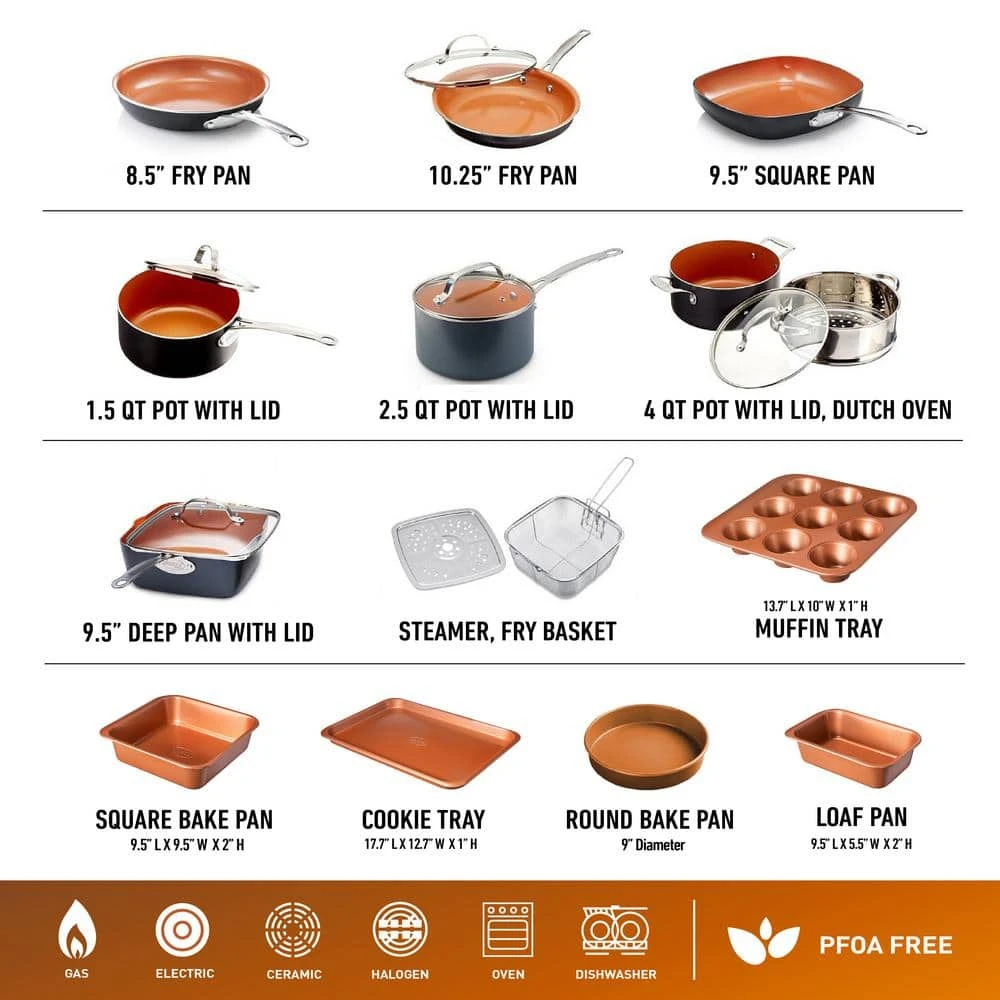 20-Piece Aluminum Ti-Ceramic Nonstick Cookware and Bakeware Set in Graphite by Gotham Steel - Image 3