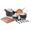 14-Piece Aluminum Ti-Ceramic Nonstick Cookware Set with Utensils by Gotham Steel