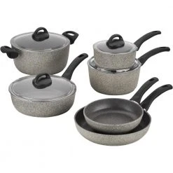 Parma 10-Piece Aluminum Ceramic Nonstick Cookware Set in Gray by Ballarini