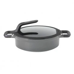GEM Stay Cool 4.1 qt. Cast Aluminum Nonstick Saute Pan in Gray with Glass Lid by BergHOFF