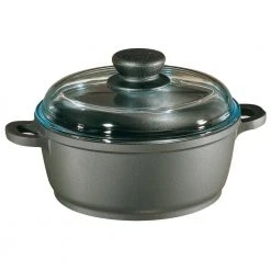 Tradition 2.5 qt. Round Cast Aluminum Nonstick Dutch Oven in Gray with Glass Lid by Berndes