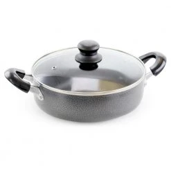 12 in. Aluminum Nonstick Frying Pan in Gray with Glass Lid by Better Chef