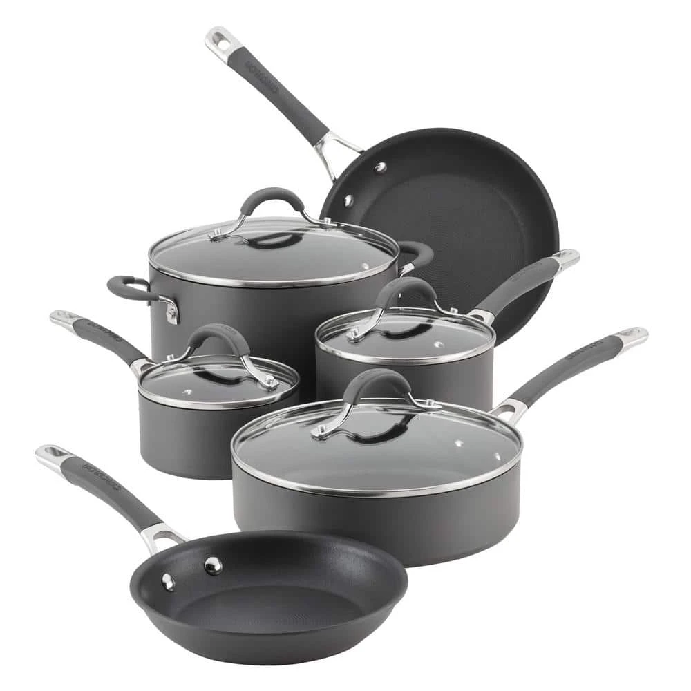 Radiance 10-Piece Hard-Anodized Aluminum Nonstick Cookware Set in Gray by Circulon