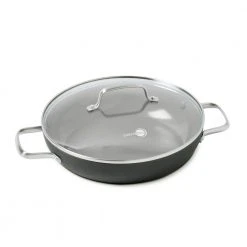 Chatham 11 in. Hard-Anodized Aluminum Ceramic Nonstick Frying Pan in Gray with Glass Lid by GreenPan