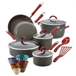 Cucina 18-Piece Hard Anodized Nonstick Cookwaree Set in Grey by Rachael Ray