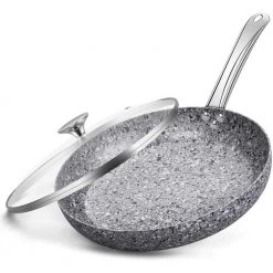 CSK 11 in. Granite Aluminum Non-Stick Frying Pan in Gray with Lid by Unbranded
