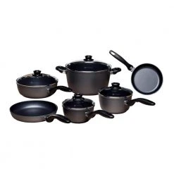 Classic Series 10-Piece Cast Aluminum Nonstick Cookware Set in Gray by Swiss Diamond