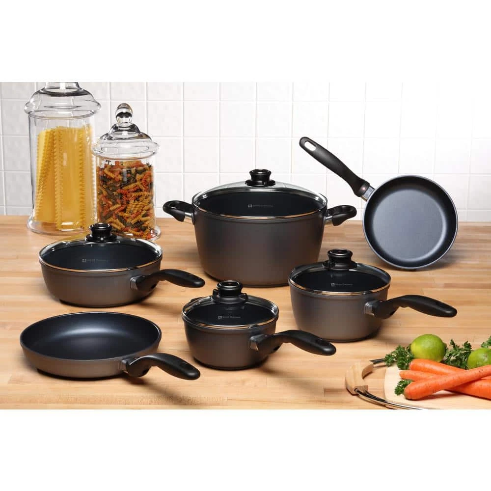Classic Series 10-Piece Cast Aluminum Nonstick Cookware Set in Gray by Swiss Diamond - Image 2