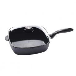 Classic Series 5 qt. Cast Aluminum Nonstick Saute Pan in Gray with Glass Lid by Swiss Diamond