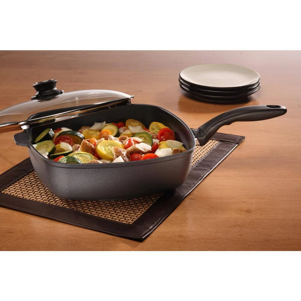 Classic Series 5 qt. Cast Aluminum Nonstick Saute Pan in Gray with Glass Lid by Swiss Diamond - Image 2