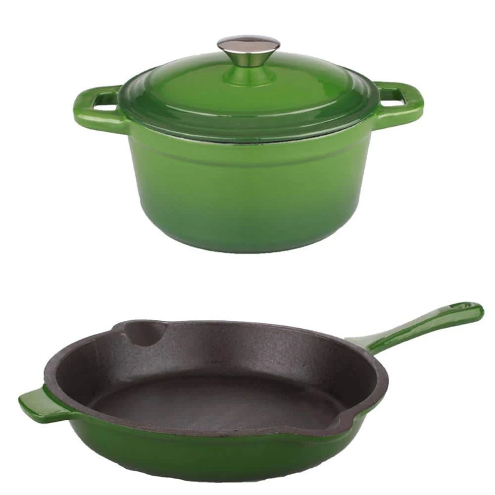 Neo 3-Piece Cast Iron Cookware Set in Green by BergHOFF