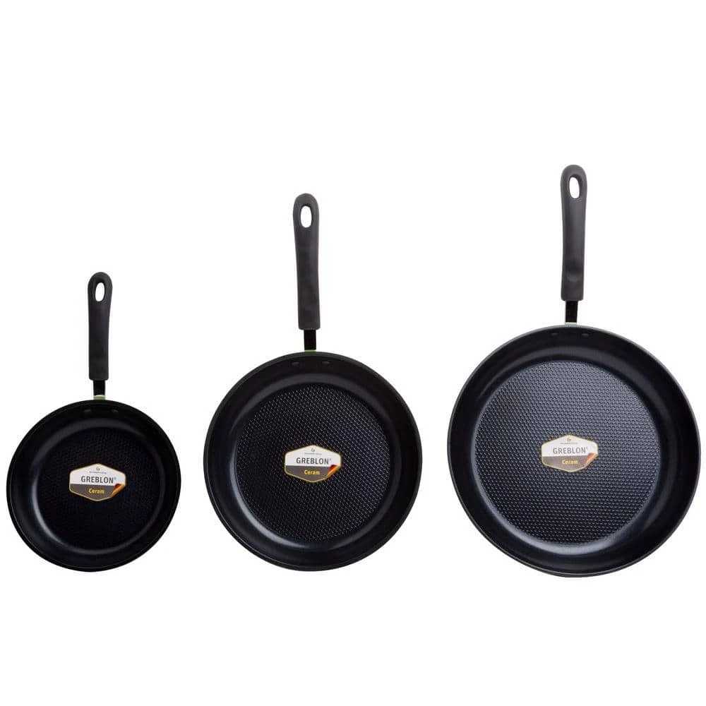 Green Earth 3-Piece Aluminum Ceramic Nonstick Frying Pan Set in Green by Ozeri - Image 5