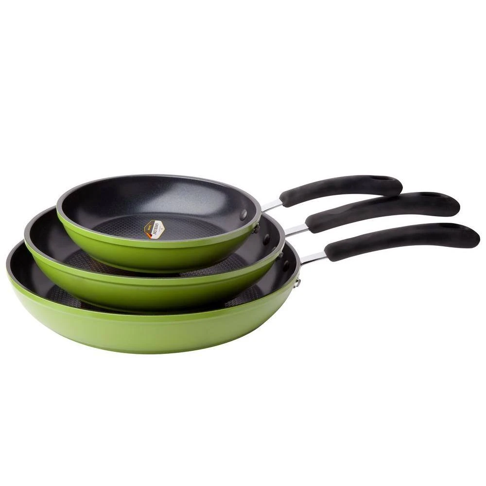 Green Earth 3-Piece Aluminum Ceramic Nonstick Frying Pan Set in Green by Ozeri - Image 6