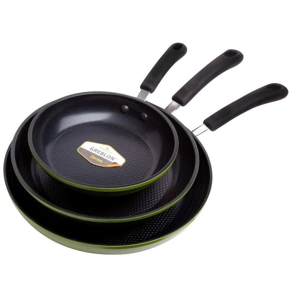 Green Earth 3-Piece Aluminum Ceramic Nonstick Frying Pan Set in Green by Ozeri - Image 7