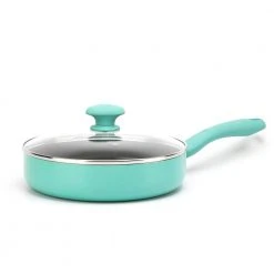 Diamond 5 qt. Aluminum Ceramic Nonstick Saute Pan in Turquoise with Glass Lid by GreenLife