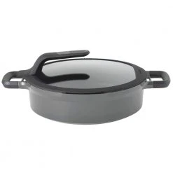GEM Stay Cool 4.9 qt. Cast Aluminum Nonstick Saute Pan in Gray with Glass Lid by BergHOFF