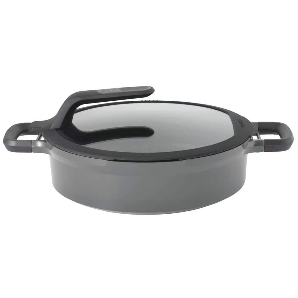 GEM Stay Cool 4.9 qt. Cast Aluminum Nonstick Saute Pan in Gray with Glass Lid by BergHOFF
