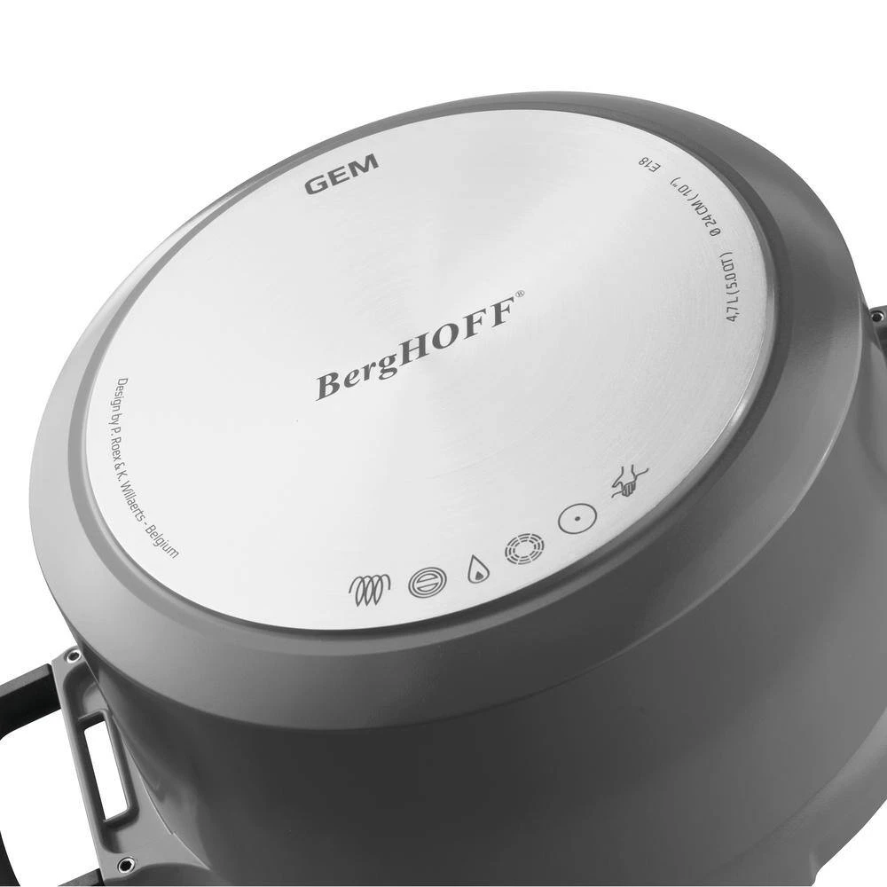 GEM Stay Cool 4.9 qt. Cast Aluminum Nonstick Saute Pan in Gray with Glass Lid by BergHOFF - Image 2