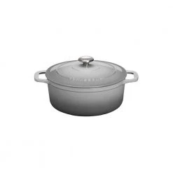 Chasseur 7.25 qt. Celestial Grey French Enameled Cast Iron Oval Dutch Oven by French Home